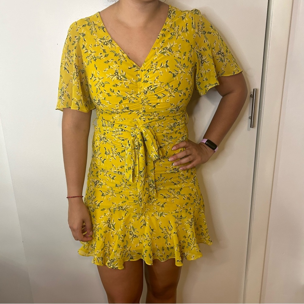 Essue yellow floral ruffle dress